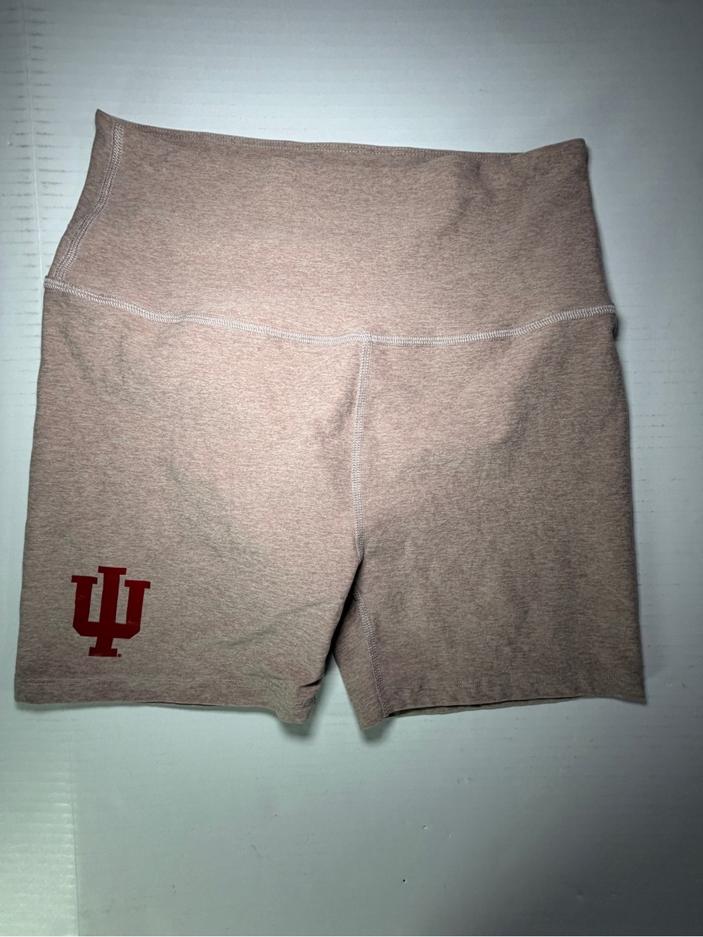 Indiana Hoosiers IU High-Rise Pink-Tan Women’s Bike Shorts with University Logo